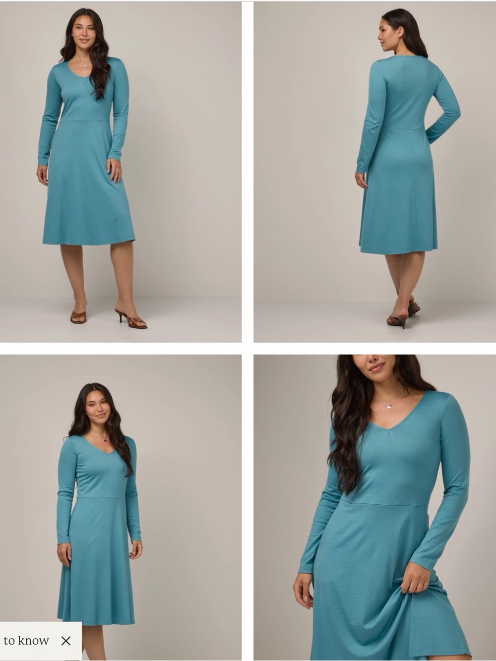 Talia Signature 160 Long-Sleeve V-Neck A-Line Dress in Aegean Teal - Picture 8 of 9